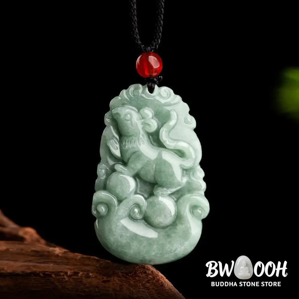 Buddha Stones Natural Green Jade 12 Chinese Zodiac Luck Prosperity Necklace Pendant - BWOOOH - Necklaces &amp; Pendants