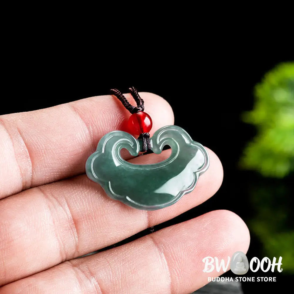 Buddha Stones Natural Green Jade Chinese Lock Charm Luck Necklace Pendant - BWOOOH - Jade(Prosperity♥Abundance)