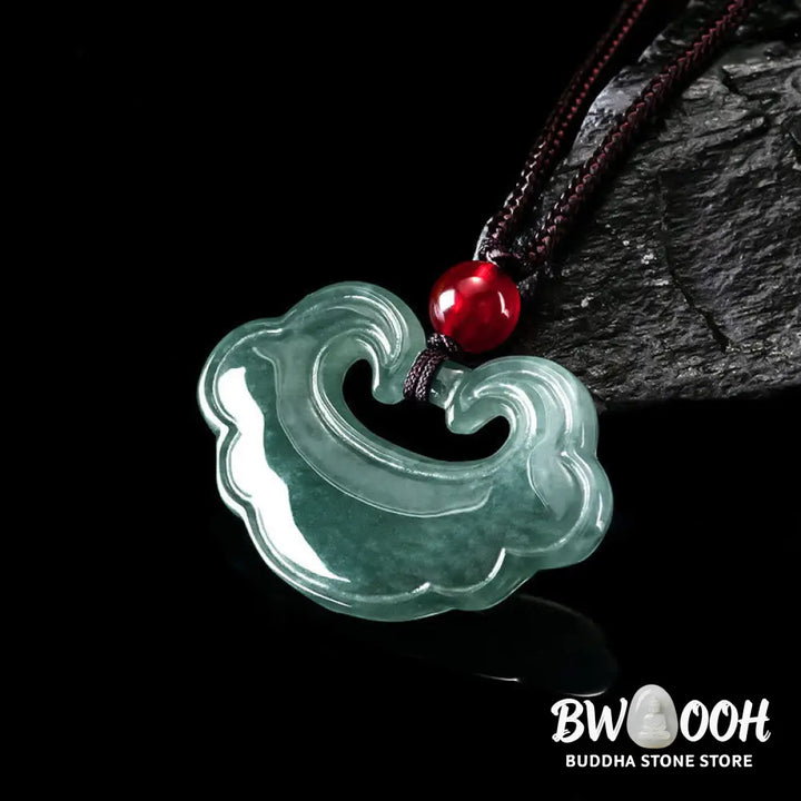 Buddha Stones Natural Green Jade Chinese Lock Charm Luck Necklace Pendant - BWOOOH - Jade(Prosperity♥Abundance)