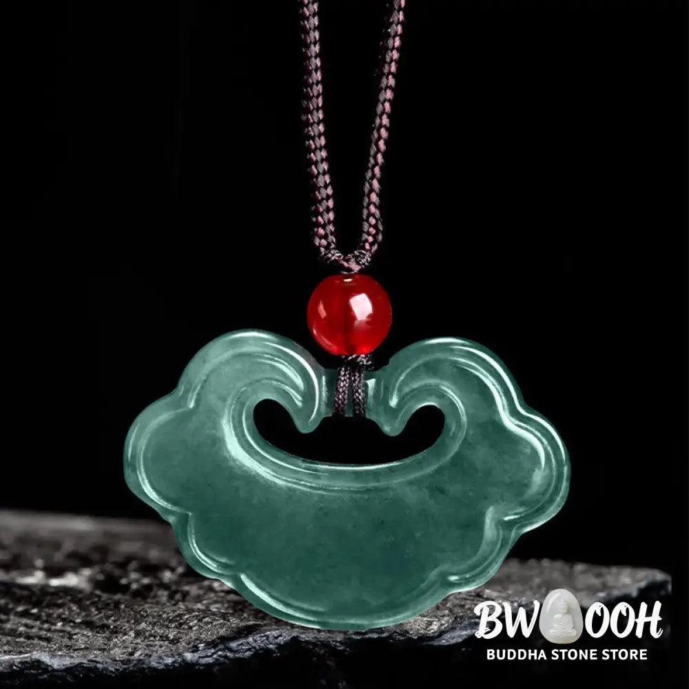 Buddha Stones Natural Green Jade Chinese Lock Charm Luck Necklace Pendant - BWOOOH - Jade(Prosperity♥Abundance)