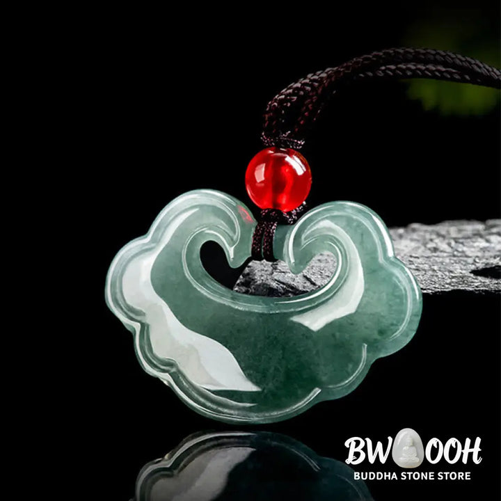 Buddha Stones Natural Green Jade Chinese Lock Charm Luck Necklace Pendant - BWOOOH - Jade(Prosperity♥Abundance)