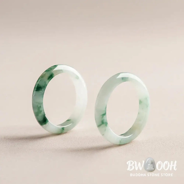 Buddha Stones Natural Green Jade Luck Abundance Ring - BWOOOH - Ring