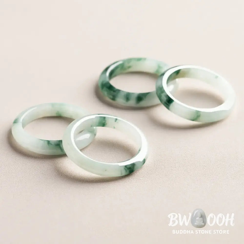Buddha Stones Natural Green Jade Luck Abundance Ring - BWOOOH - Ring
