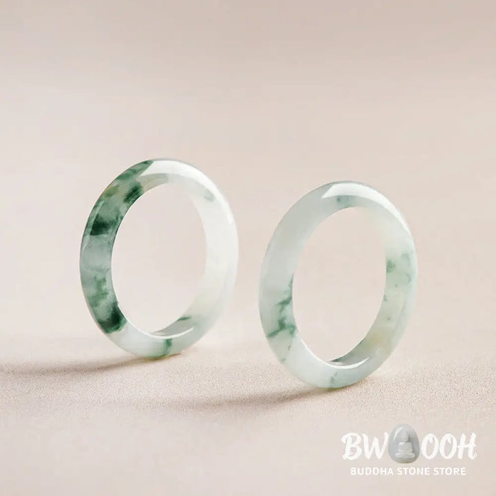 Buddha Stones Natural Green Jade Luck Abundance Ring - BWOOOH - Ring