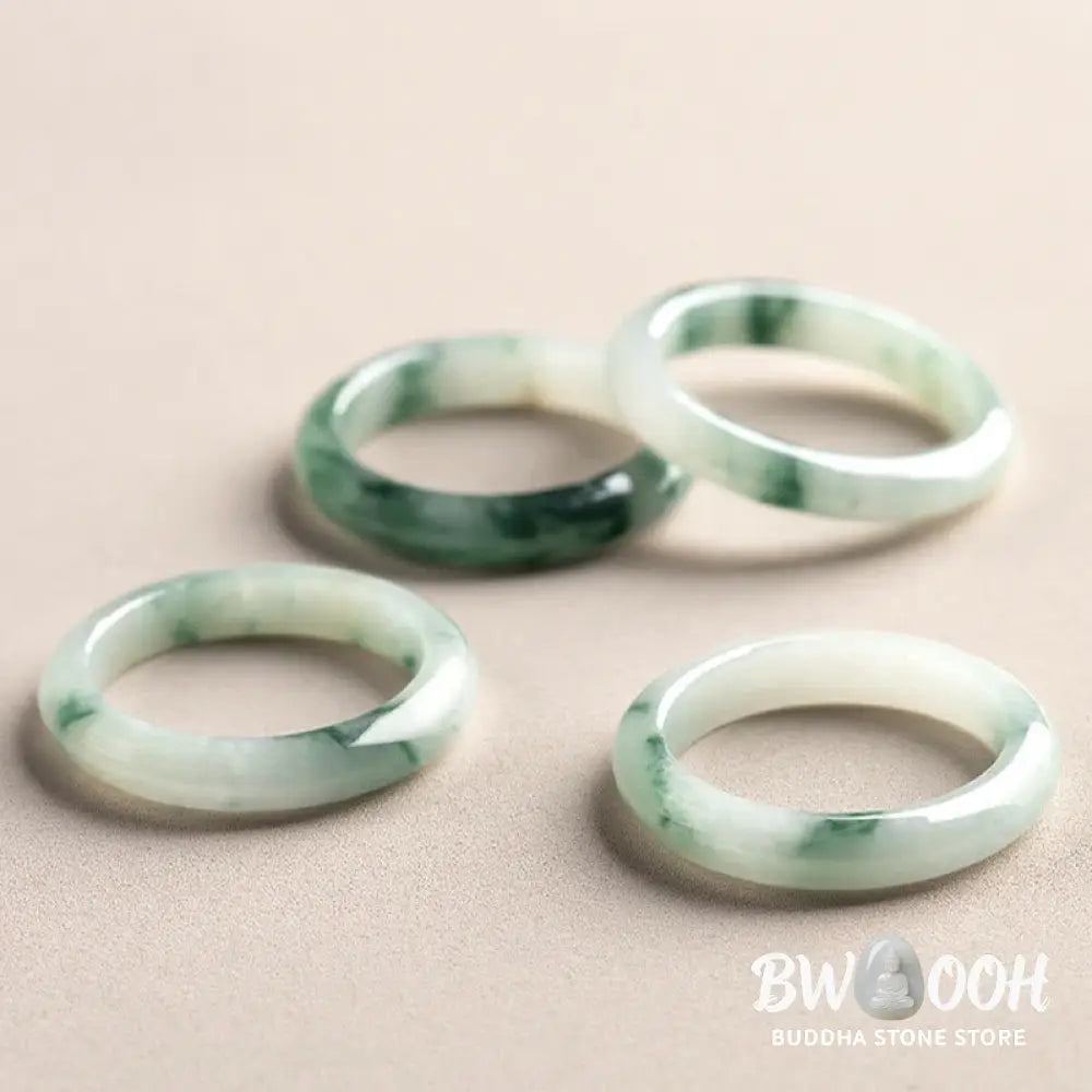 Buddha Stones Natural Green Jade Luck Abundance Ring - BWOOOH - Ring