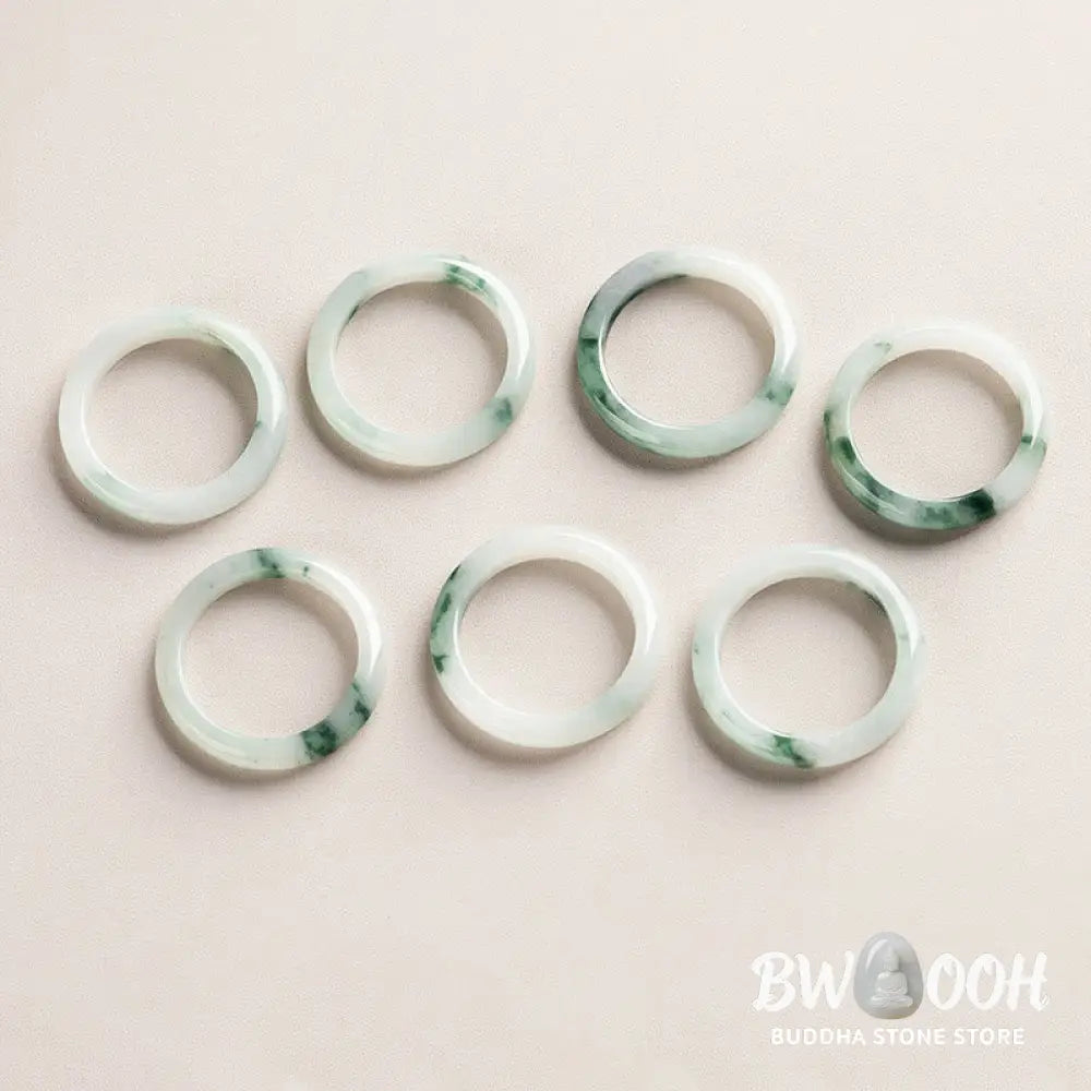Buddha Stones Natural Green Jade Luck Abundance Ring - BWOOOH - Ring