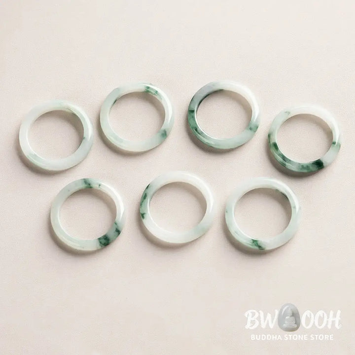 Buddha Stones Natural Green Jade Luck Abundance Ring - BWOOOH - Ring