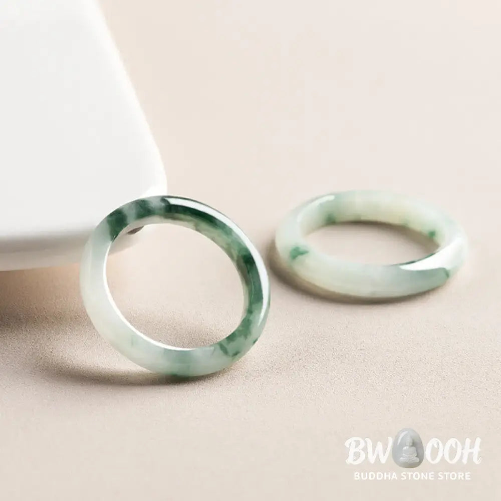 Buddha Stones Natural Green Jade Luck Abundance Ring - BWOOOH - Ring