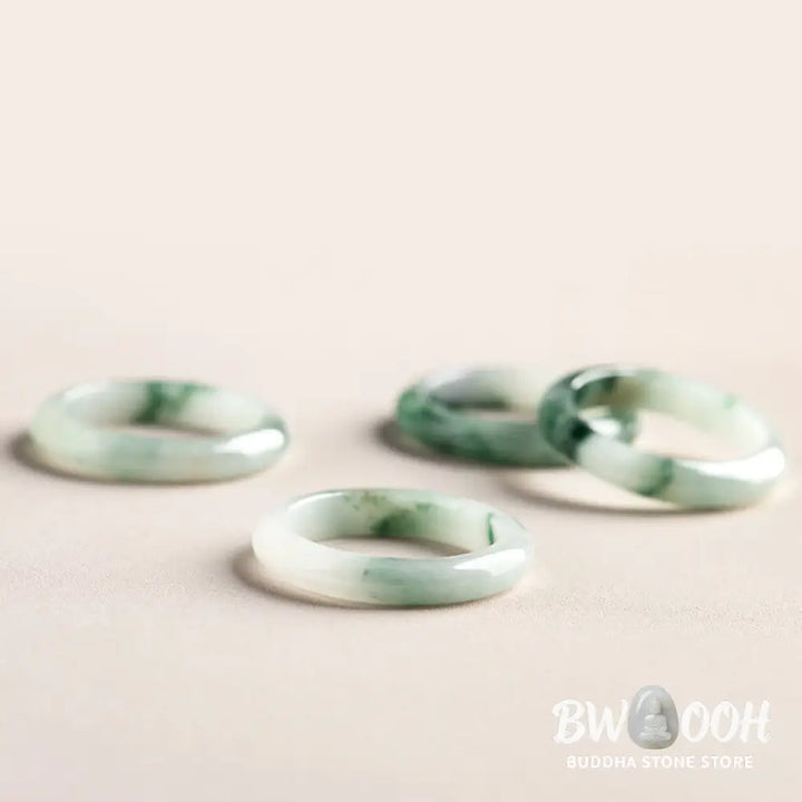 Buddha Stones Natural Green Jade Luck Abundance Ring - BWOOOH - Ring
