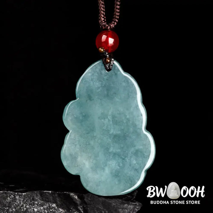 Buddha Stones Natural Green Jade Nine Tailed Fox Fairy Prosperity Necklace Pendant - BWOOOH