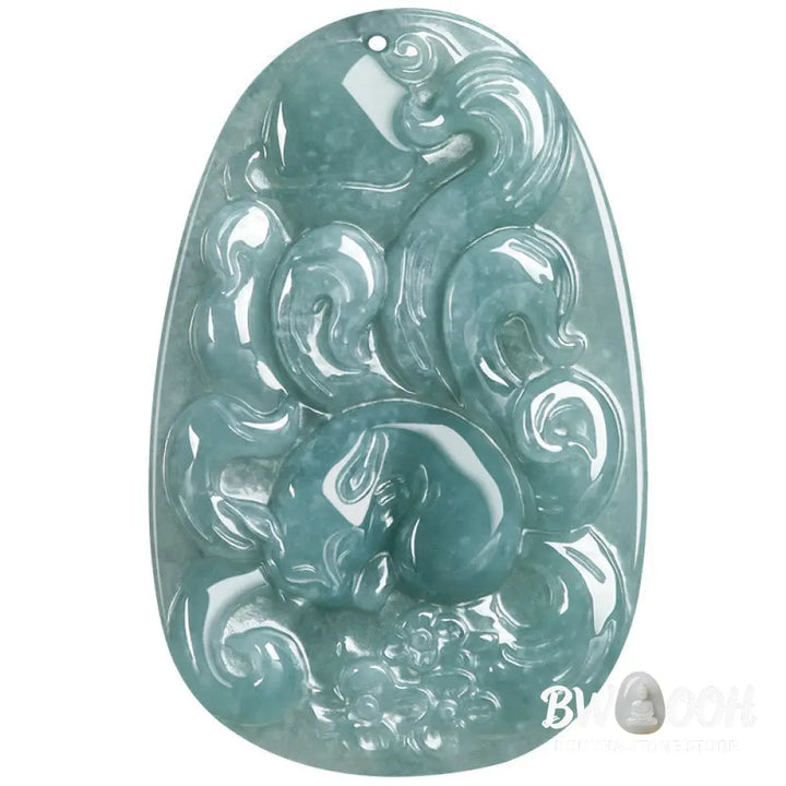 Buddha Stones Natural Green Jade Nine Tailed Fox Flowers Luck Necklace Pendant - BWOOOH - Jade(Prosperity♥Abundance)