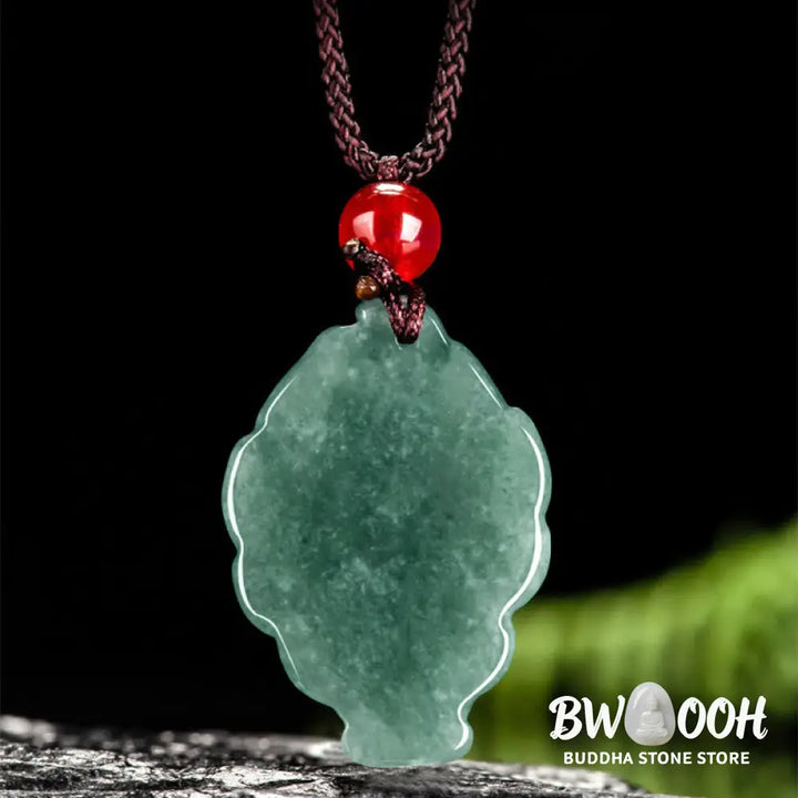 Buddha Stones Natural Green Jade Nine Tailed Fox Luck Necklace Pendant - BWOOOH - Jade - Necklaces &amp; Pendants