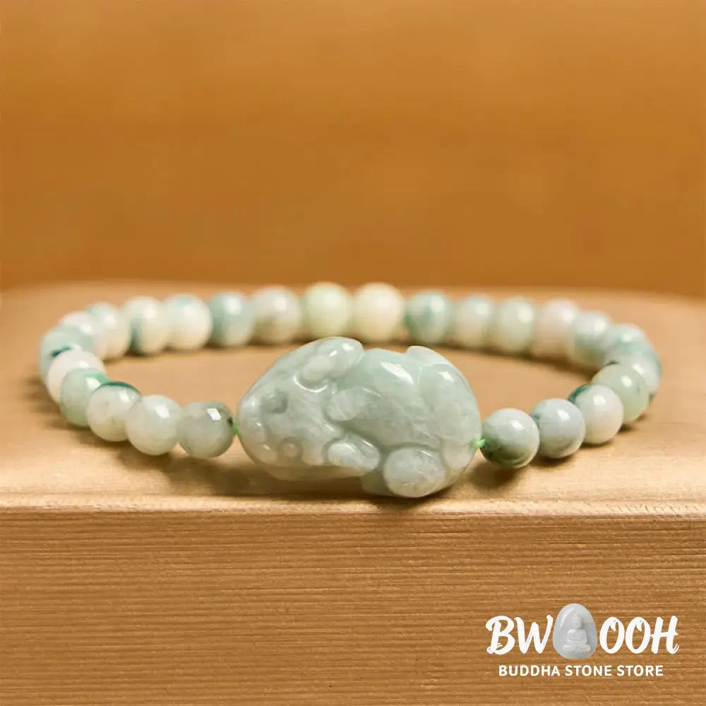 Buddha Stones Natural Green Jade PiXiu Carved Luck Bracelet - BWOOOH - Jade(Wrist Circumference 14-16cm) - Bracelet