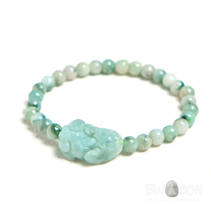 Buddha Stones Natural Green Jade PiXiu Carved Luck Bracelet - BWOOOH - Jade(Wrist Circumference 14-16cm) - Bracelet