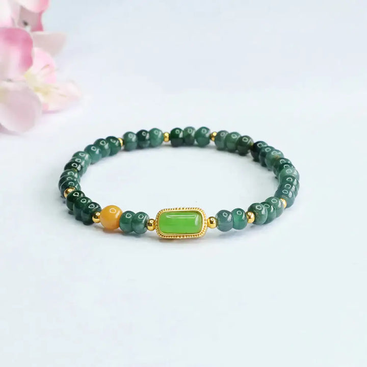 BWOOOH Natural Green Jade Topaz Luck Bracelet - BWOOOH - Jade(Wrist Circumference: 14-15cm) - Bracelet