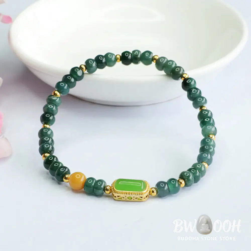 Buddha Stones Natural Green Jade Topaz Luck Bracelet - BWOOOH - Jade(Wrist Circumference: 14-15cm) - Bracelet