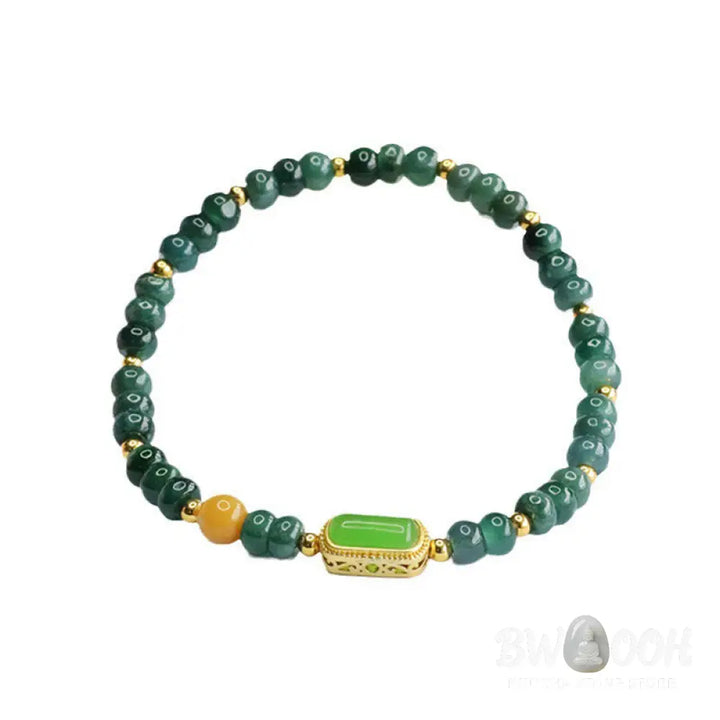 Buddha Stones Natural Green Jade Topaz Luck Bracelet - BWOOOH - Jade(Wrist Circumference: 14-15cm) - Bracelet