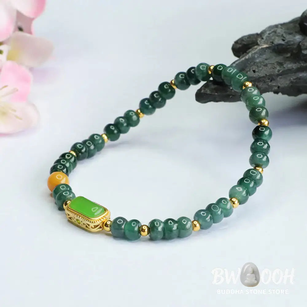 Buddha Stones Natural Green Jade Topaz Luck Bracelet - BWOOOH - Jade(Wrist Circumference: 14-15cm) - Bracelet