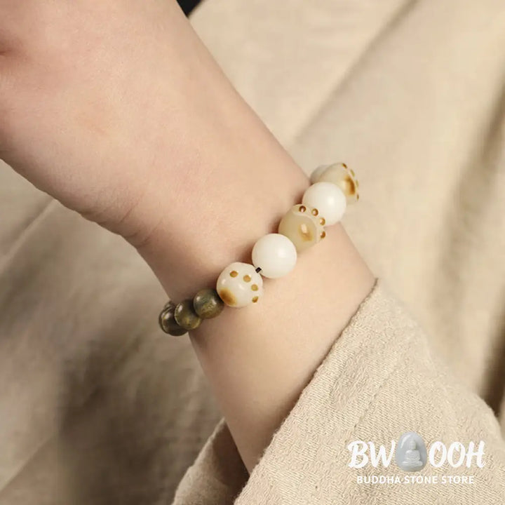 Buddha Stones Natural Green Sandalwood Bodhi Seed Cat Paw Claw Cure Bracelet - BWOOOH - Green Sandalwood&amp;Bodhi