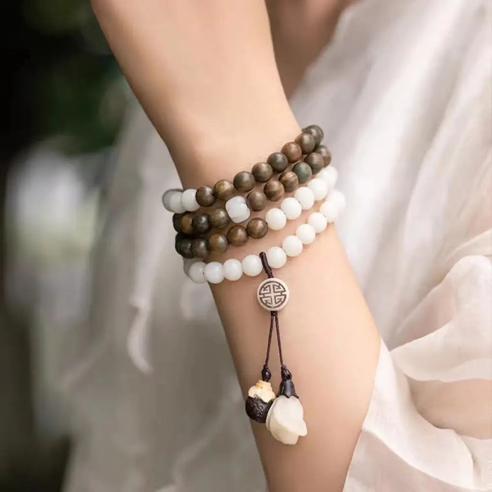 BWOOOH Natural Green Sandalwood Bodhi Seed Soothing Bracelet - BWOOOH - Green Sandalwood&Bodhi Seed - Bracelet