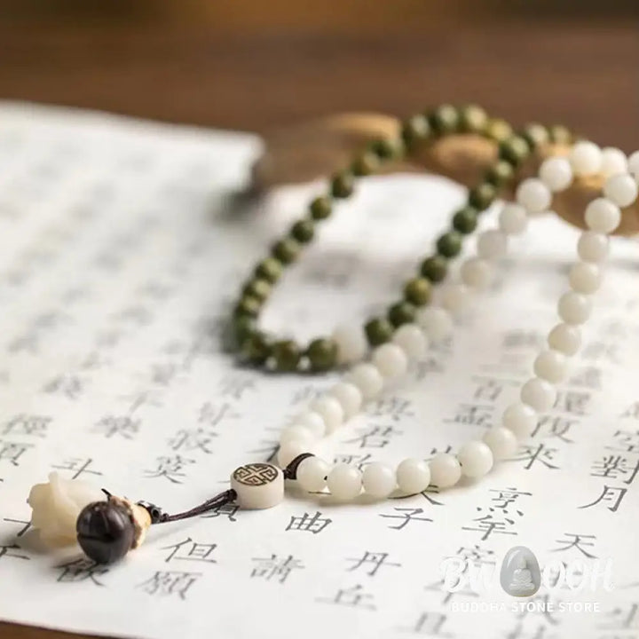 Buddha Stones Natural Green Sandalwood Bodhi Seed Soothing Bracelet - BWOOOH - Green Sandalwood&amp;Bodhi Seed - Bracelet