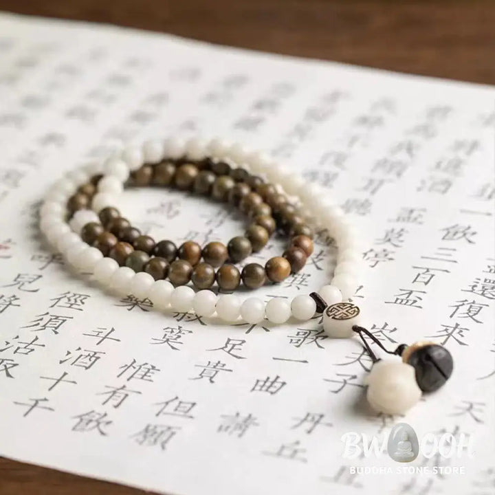 Buddha Stones Natural Green Sandalwood Bodhi Seed Soothing Bracelet - BWOOOH - Green Sandalwood&amp;Bodhi Seed - Bracelet