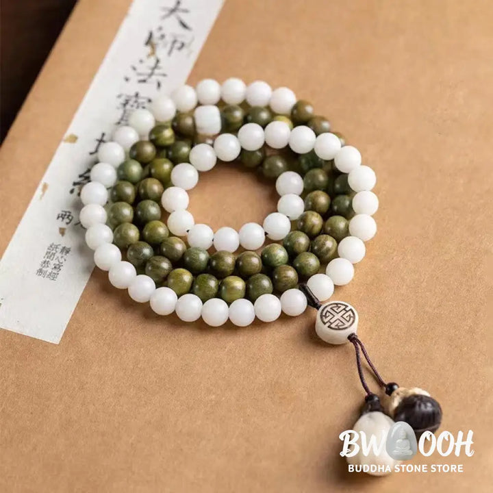 Buddha Stones Natural Green Sandalwood Bodhi Seed Soothing Bracelet - BWOOOH - Green Sandalwood&amp;Bodhi Seed - Bracelet