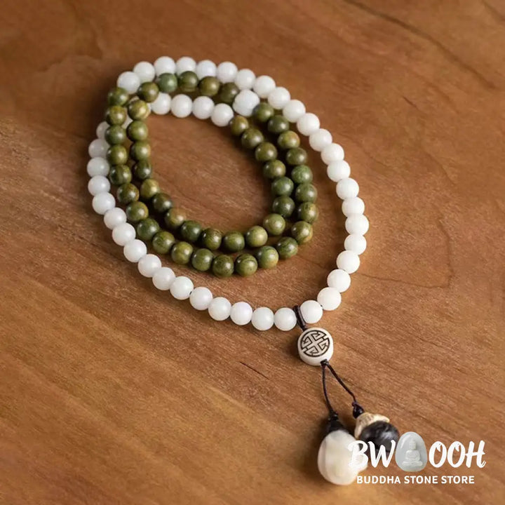 Buddha Stones Natural Green Sandalwood Bodhi Seed Soothing Bracelet - BWOOOH - Green Sandalwood&amp;Bodhi Seed - Bracelet