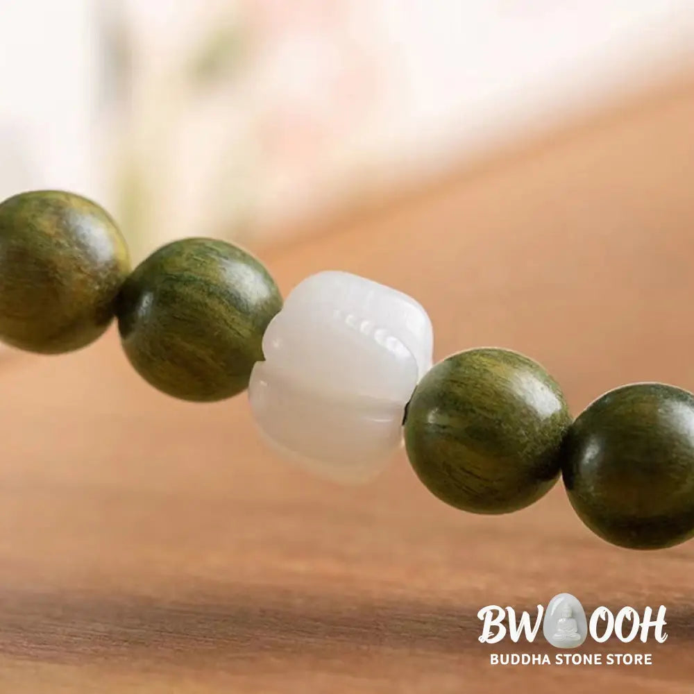 Buddha Stones Natural Green Sandalwood Bodhi Seed Soothing Bracelet - BWOOOH - Green Sandalwood&amp;Bodhi Seed - Bracelet