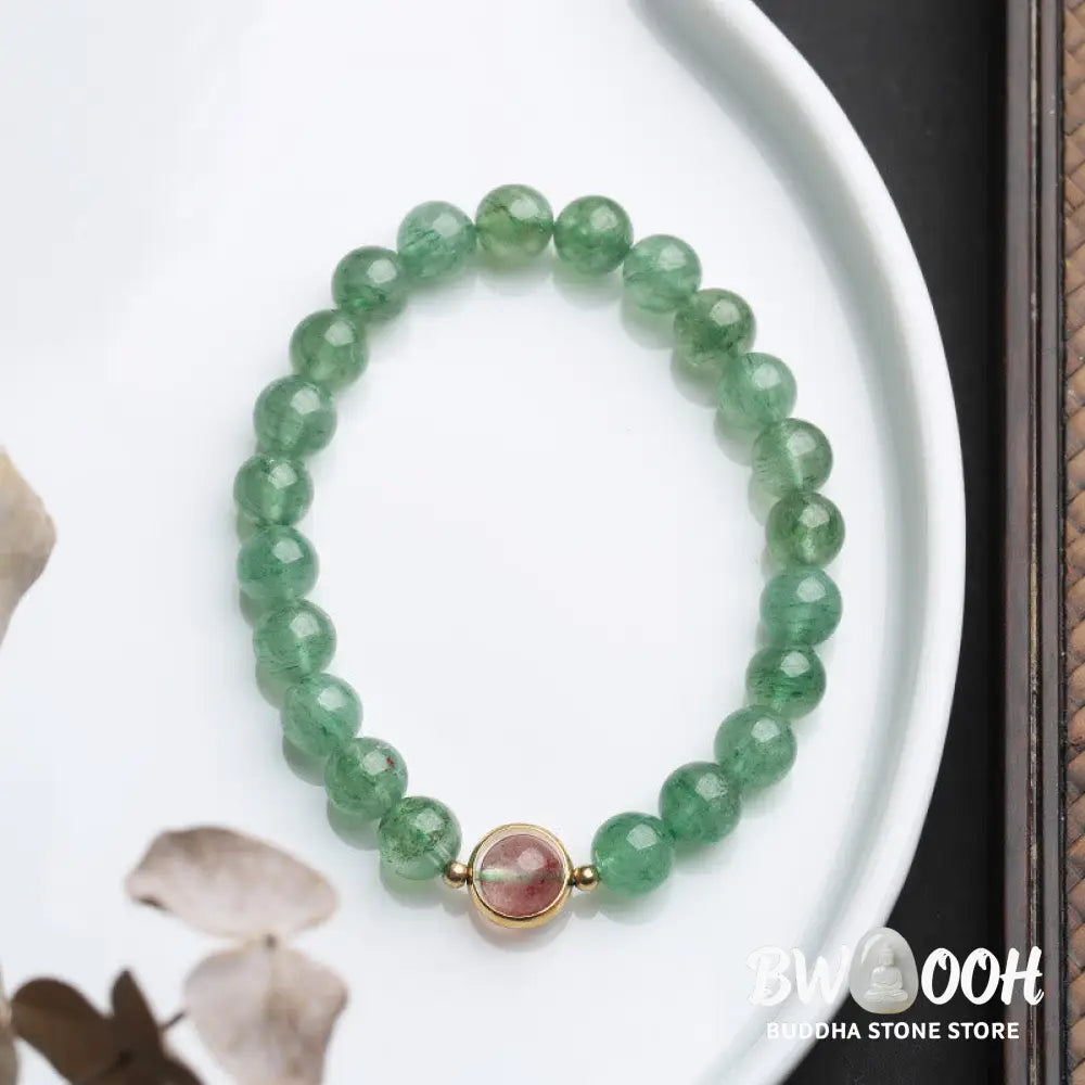 Buddha Stones Natural Green Strawberry Quartz Soothing Beaded Bracelet - BWOOOH - Green Strawberry