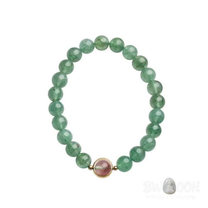 Buddha Stones Natural Green Strawberry Quartz Soothing Beaded Bracelet - BWOOOH - Green Strawberry