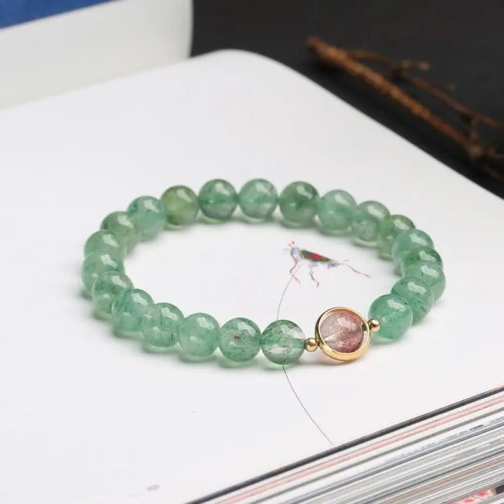 BWOOOH Natural Green Strawberry Quartz Soothing Beaded Bracelet - BWOOOH - Green Strawberry