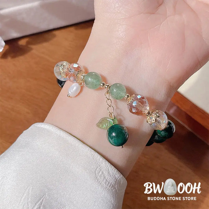 Buddha Stones Natural Green Tiger Eye Beads Green Leaf Positive Bracelet - BWOOOH - Green Tiger Eye(Wrist