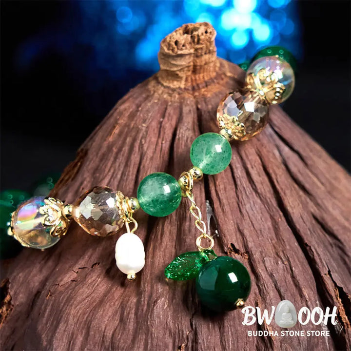 Buddha Stones Natural Green Tiger Eye Beads Green Leaf Positive Bracelet - BWOOOH - Green Tiger Eye(Wrist