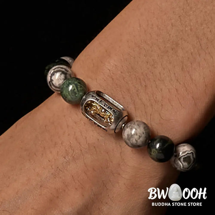 BWOOOH Natural Grey Jasper Kambamba Jasper Om Mani Padme 