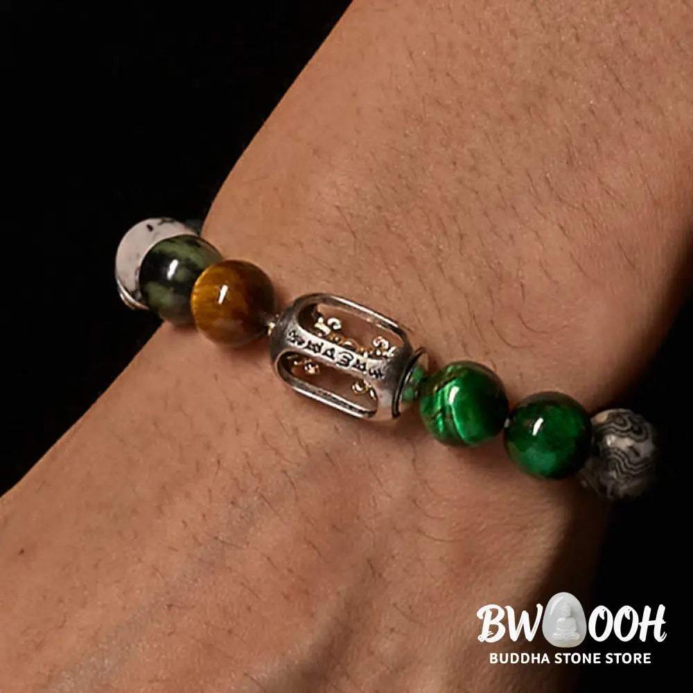 BWOOOH Natural Grey Jasper Kambamba Jasper Tiger Eye Om M