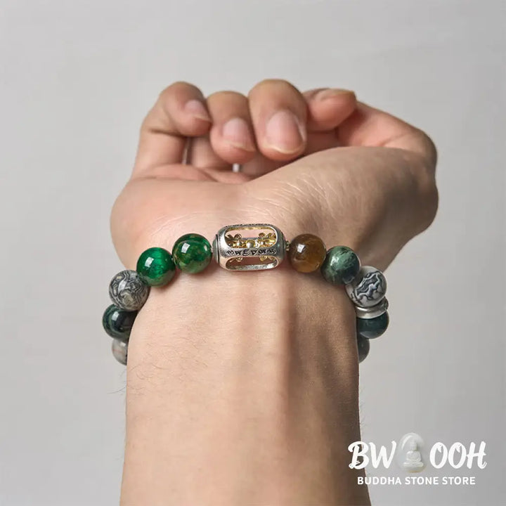 BWOOOH Natural Grey Jasper Kambamba Jasper Tiger Eye Om M