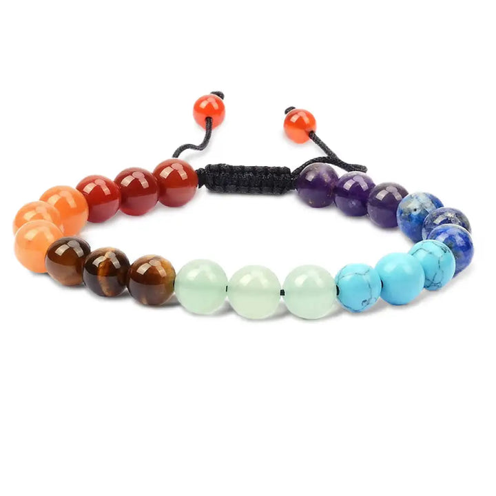 Buddha Stones Natural Healing Power Gemstone Crystal Beads Unisex Adjustable Macrame Bracelet - BWOOOH - 7-Chakra Beads