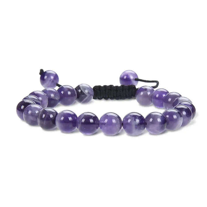 BWOOOH Natural Healing Power Gemstone Crystal Beads Unisex Adjustable Macrame Bracelet – Amethyst crystal healing bracelet for healing and spiritual wellness