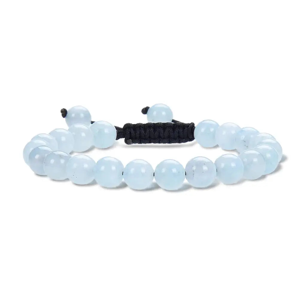 Buddha Stones Natural Healing Power Gemstone Crystal Beads Unisex Adjustable Macrame Bracelet - BWOOOH - Aquamarine