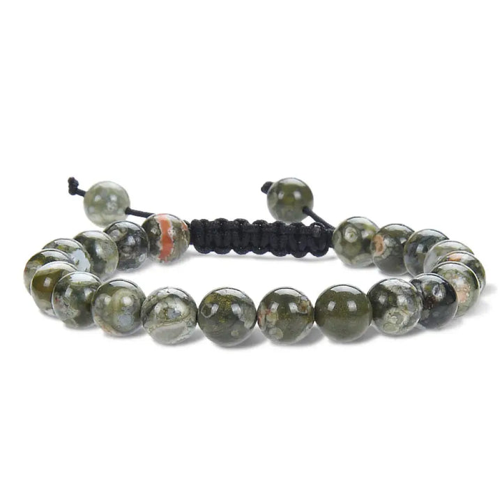 Buddha Stones Natural Healing Power Gemstone Crystal Beads Unisex Adjustable Macrame Bracelet - BWOOOH - Green Jasper