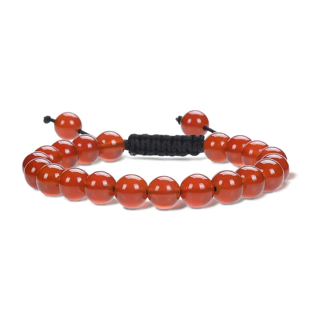 Buddha Stones Natural Healing Power Gemstone Crystal Beads Unisex Adjustable Macrame Bracelet - BWOOOH - Red Agate