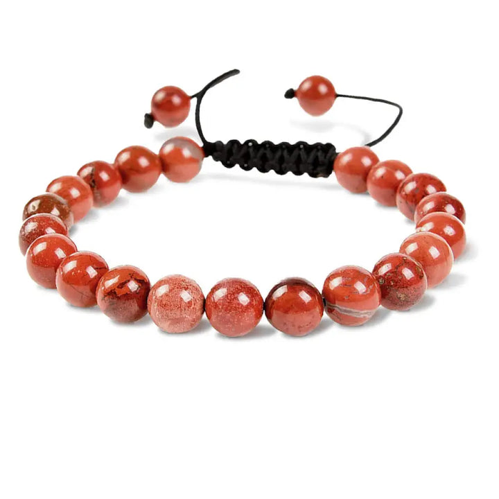 Buddha Stones Natural Healing Power Gemstone Crystal Beads Unisex Adjustable Macrame Bracelet - BWOOOH - Red Jasper