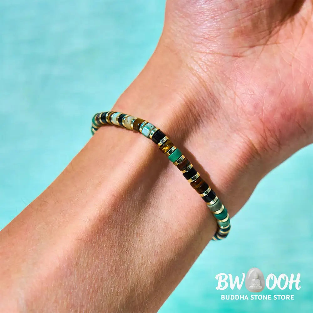 Buddha Stones Natural Hematite Tiger Eye Stones Support Bracelet - BWOOOH - Hematite Tiger Eye(Wrist Circumference: