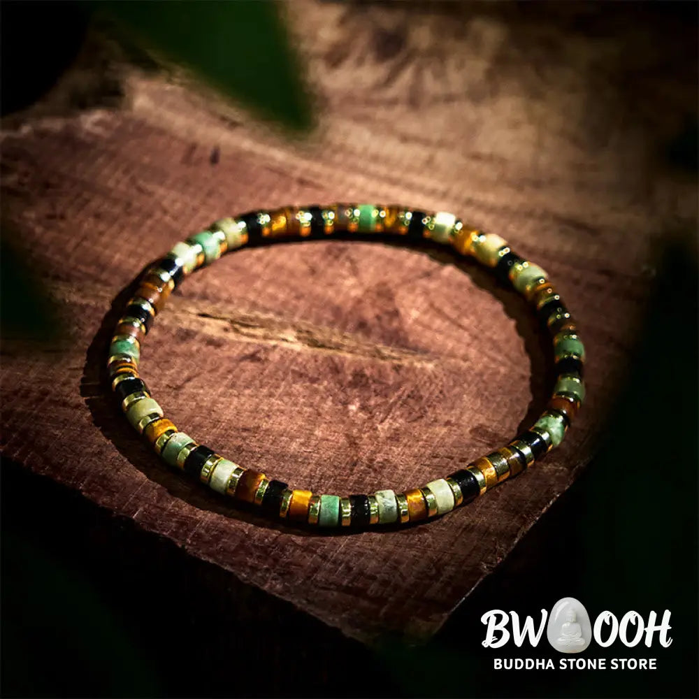 Buddha Stones Natural Hematite Tiger Eye Stones Support Bracelet - BWOOOH - Hematite Tiger Eye(Wrist Circumference: