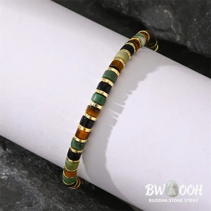 Buddha Stones Natural Hematite Tiger Eye Stones Support Bracelet - BWOOOH - Hematite Tiger Eye(Wrist Circumference: