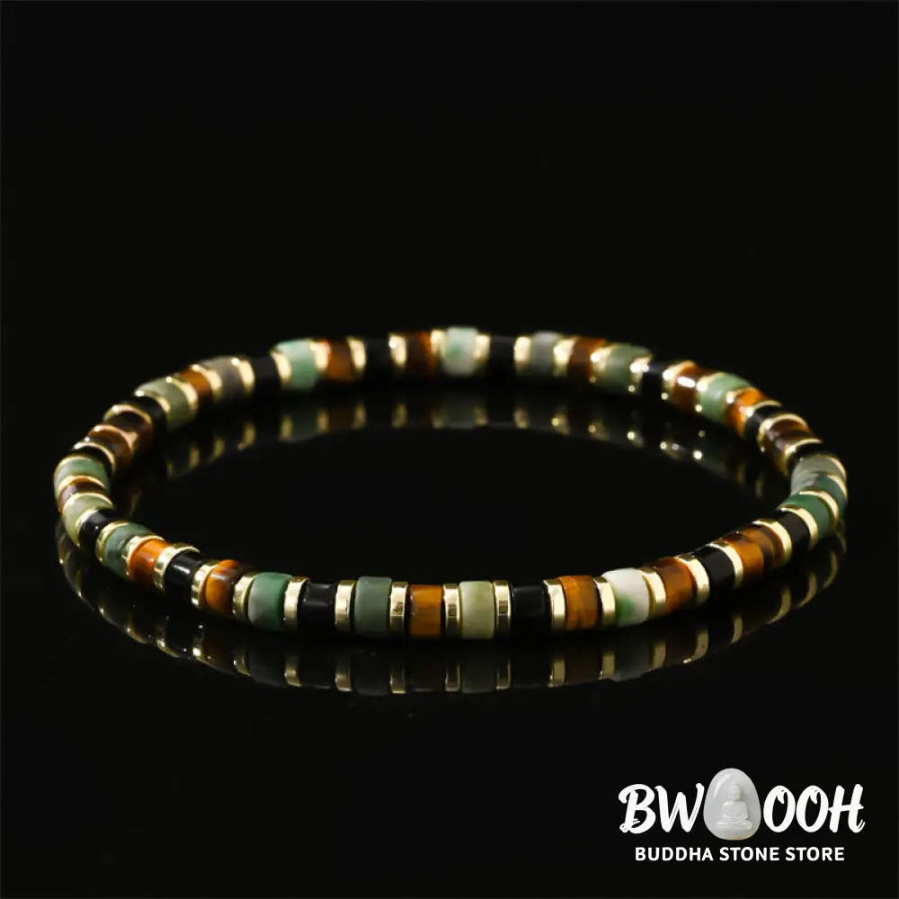 Buddha Stones Natural Hematite Tiger Eye Stones Support Bracelet - BWOOOH - Hematite Tiger Eye(Wrist Circumference: