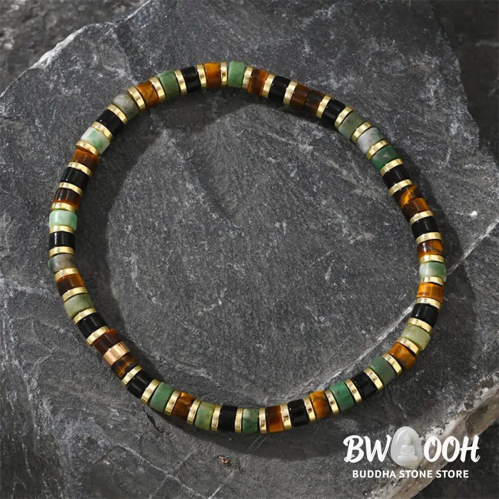 Buddha Stones Natural Hematite Tiger Eye Stones Support Bracelet - BWOOOH - Hematite Tiger Eye(Wrist Circumference: