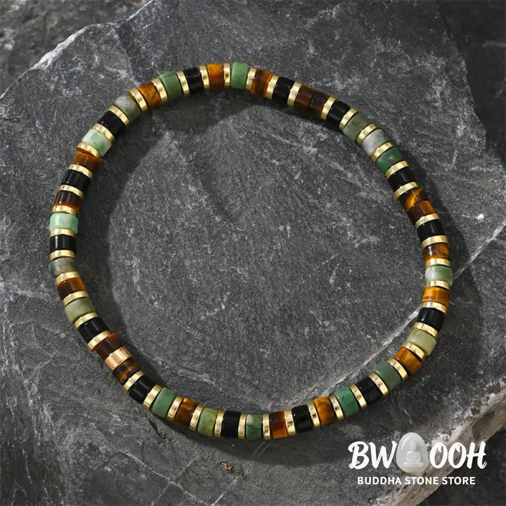 Buddha Stones Natural Hematite Tiger Eye Stones Support Bracelet - BWOOOH - Hematite Tiger Eye(Wrist Circumference: