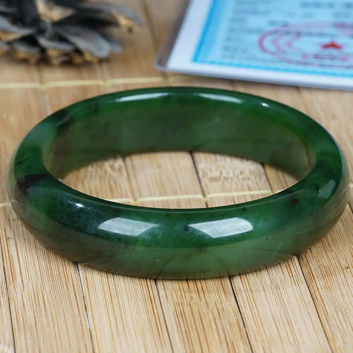 Buddha Stones Natural Hetian Cyan Jade Happiness Success Bracelet Bangle - BWOOOH - 60mm - Bracelet Bangle